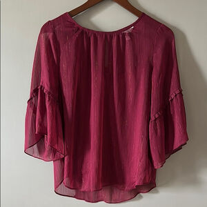 LC Lauren Conrad Womens Red Boho Peasant Blouse Layered Tank Top Size S